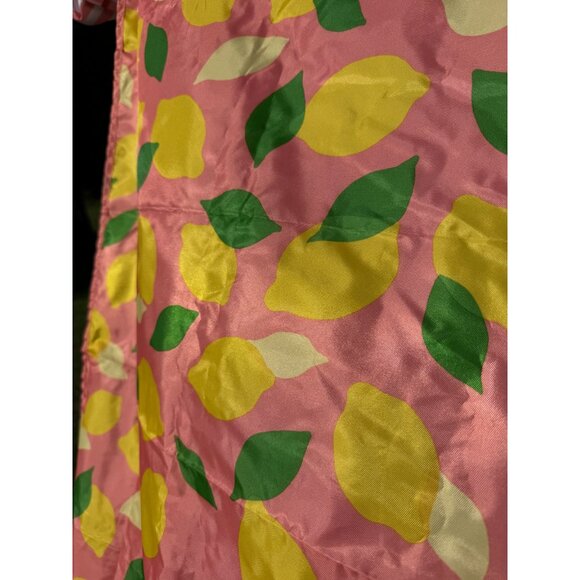 Kate Spade New York Pink Lemon Print Picnic Blanket Sheet With Striped Carrying - Picture 4 of 7